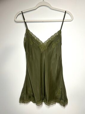 Gold Hawk Olive Green Lace Trim Cami